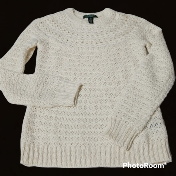 Lauren Ralph Lauren Alpaca Loose Crochet Sweater, Size SP - Picture 2 of 14